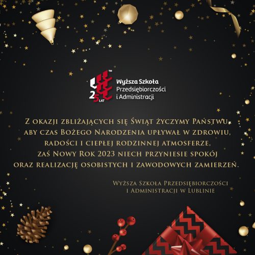 Kartka z życzeniami od Wyższej Szkoły Przedsiębiorczości i Administracji w Lublinie
