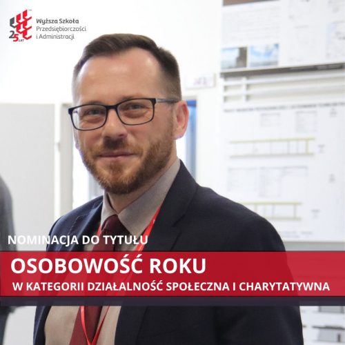 baner informujący o nominacji do tytułu osobowość roku, na zdjęciu Marcin Pastuszak