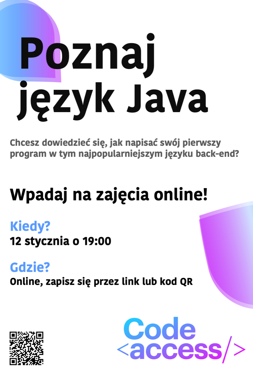 Poznaj język java - zaproszenie na zajęcia online