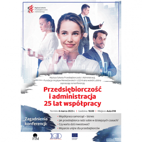 plakat informujący o wydarzeniu ze zdjęciem kobiet i mężczyzn