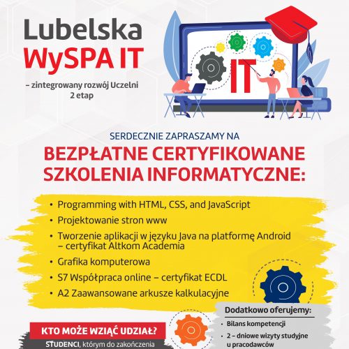 grafika informacyjna o szkoleniach lubelska wyspa it