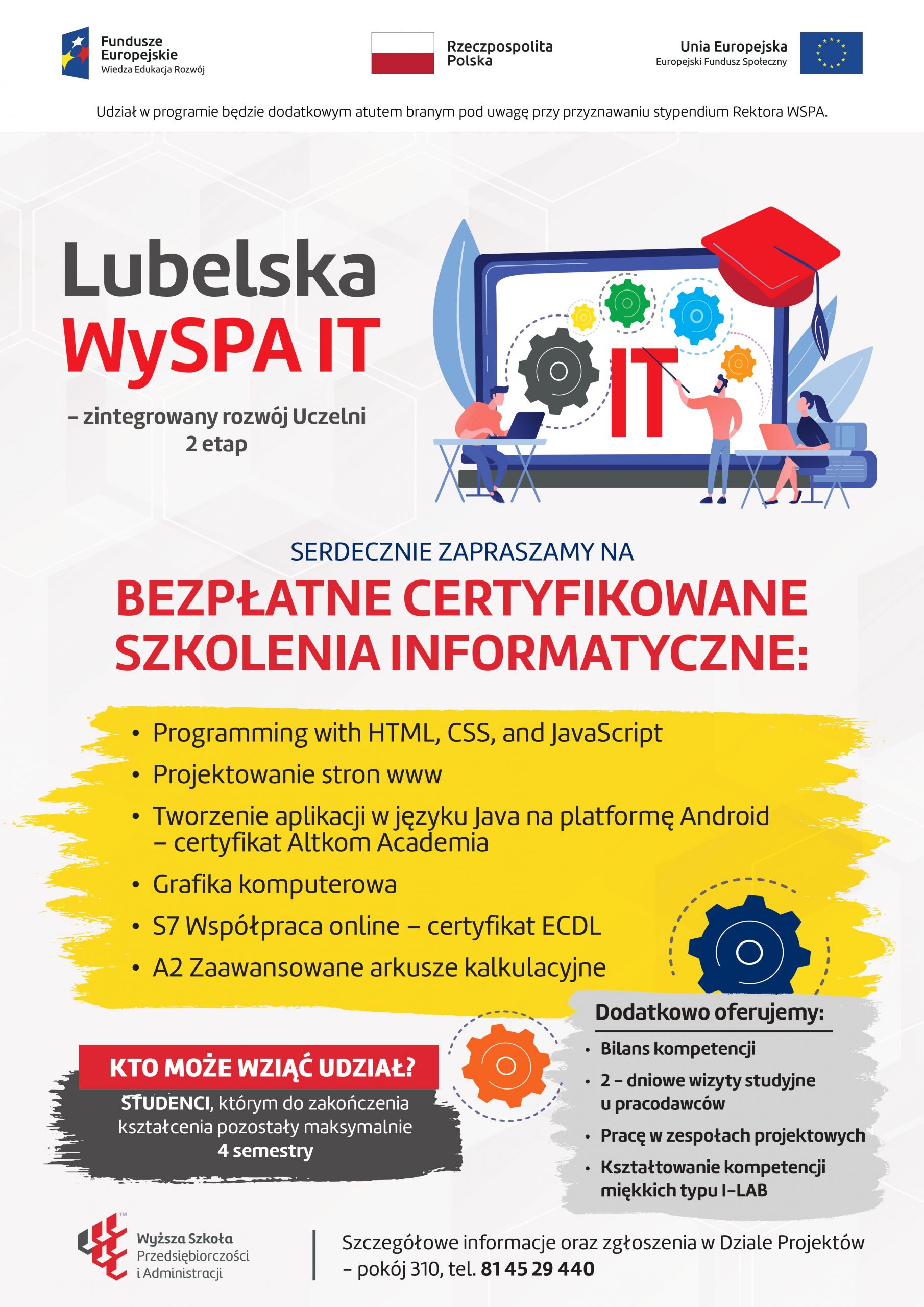 grafika informacyjna o szkoleniach lubelska wyspa it