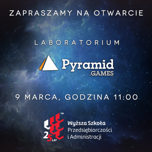 grafika informacyjna zapraszamy na otwarcie laboratorium pyramid games