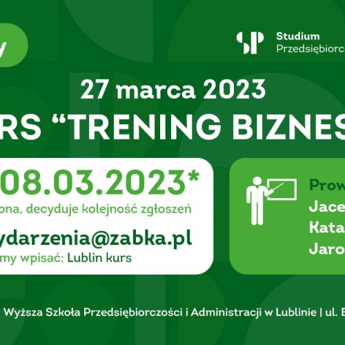 grafika informacyjna o kursie trening biznesu