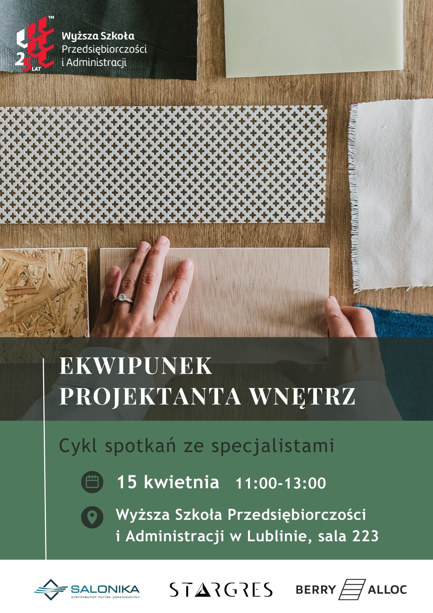 "Ekwipunek projektanta wnętrz" - cykl spotkań ze specjalistami