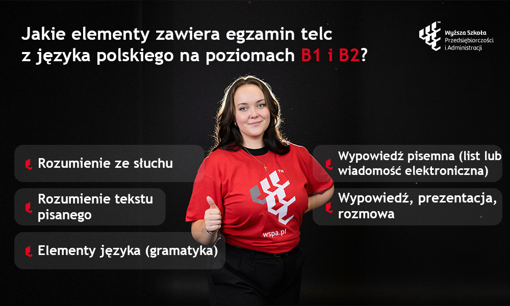 Elementy egzaminu telc z języka polskiego B1 i B2 - słuchanie, czytanie, gramatyka, pisanie i wypowiedź ustna