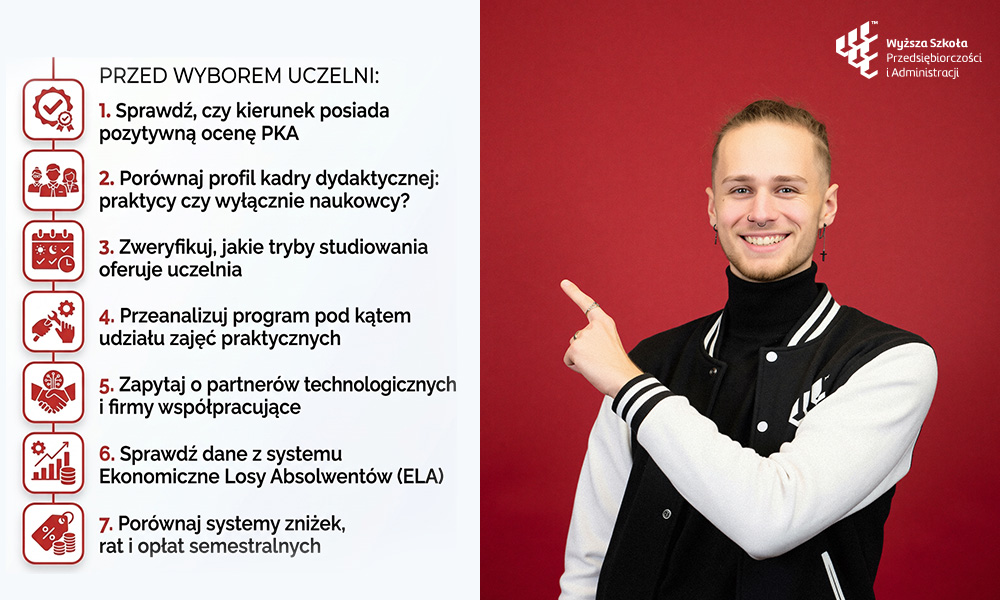 Checklista przed wyborem uczelni - ocena PKA, kadra, tryb studi&oacute;w, program, partnerzy i dane o absolwentach 