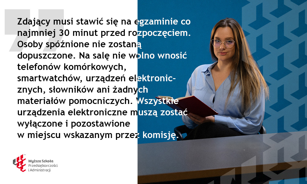 Zasady egzaminu telc w WSPA - obowiązek wcześniejszego przybycia i zakaz korzystania z urządzeń elektronicznych
