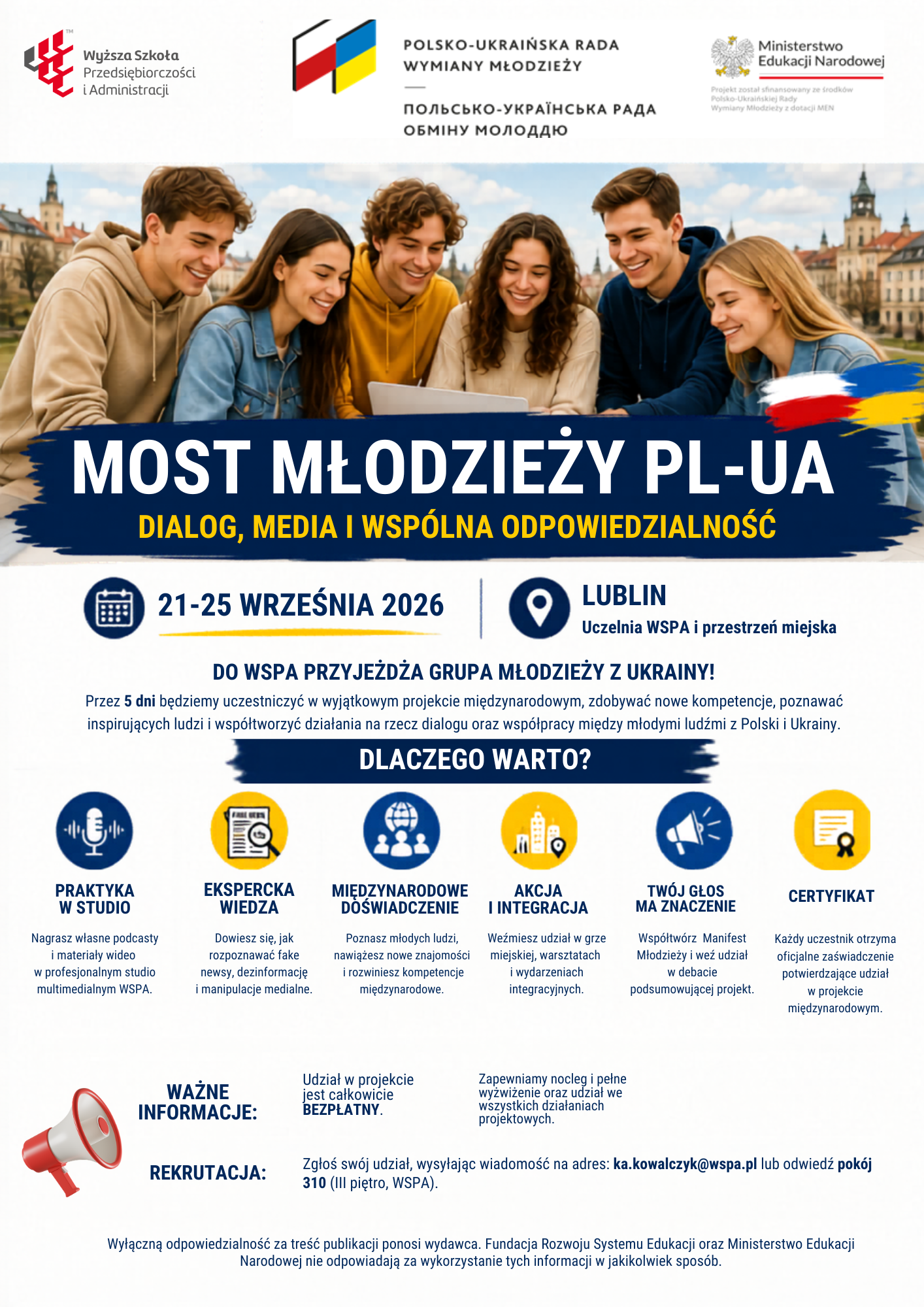 Projekt: „Most Młodzieży PL–UA – dialog, media i wspólna odpowiedzialność”